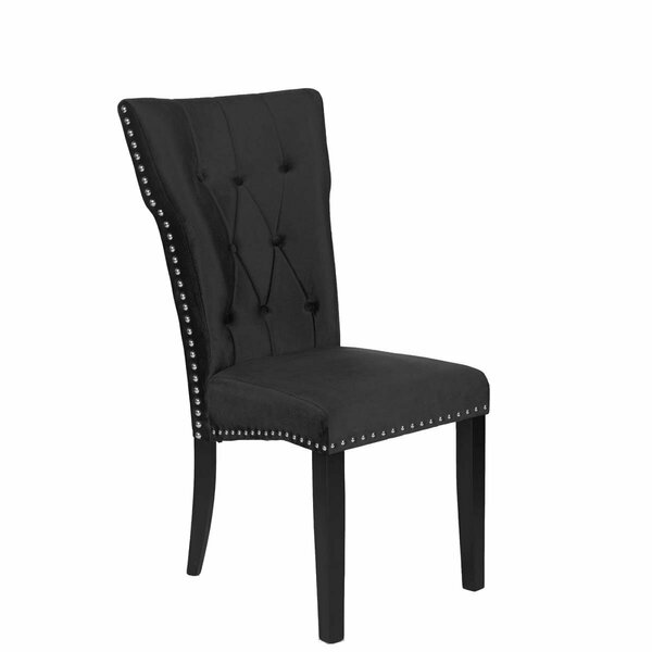 Better Home 40 x 20 x 20 in. La Costa Velvet Tufted Dining Chair, Black, 2PK 673400595812